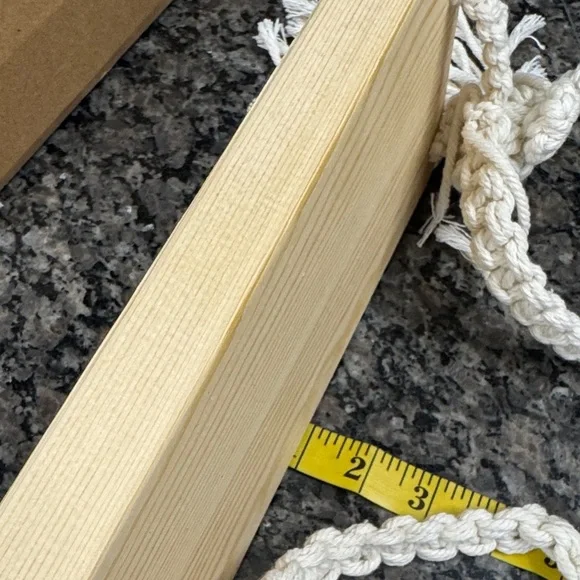 Boho Wood Shelf with Cream Macrame Tassels NEW in box - Picture 9 of 10